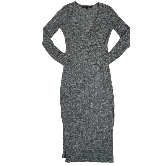 Womens Vintage Gray Bodycon Classy Casual Long Sleeve Knit Maxi Dress / Small - Picture 5 of 6